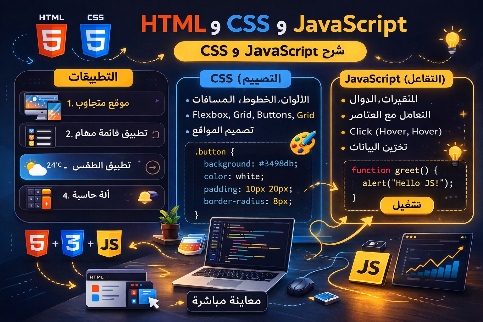 تطبيقات على HTML & CSS & JavaScript